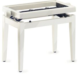 Adjustable Piano stool with gloss White finish