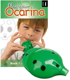Ocarina 4-hole with book Green
