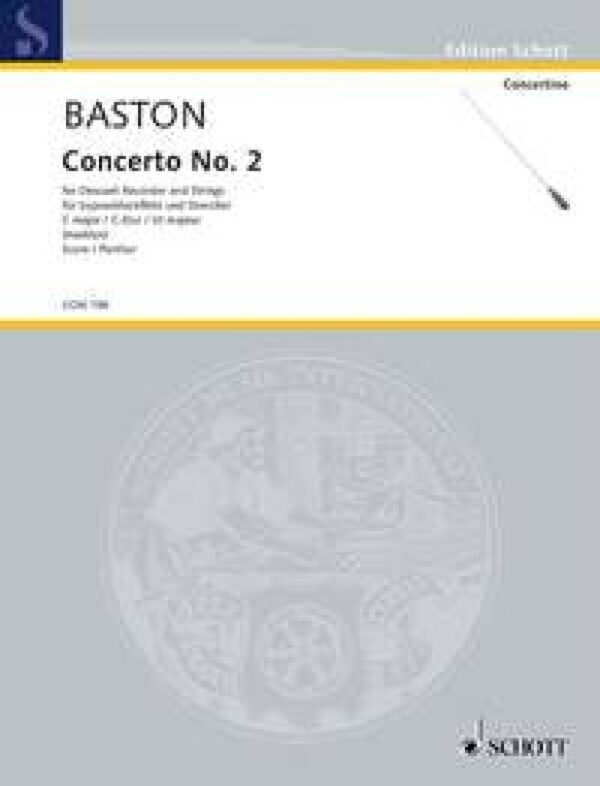 Baston Concerto No 2 for Descant Recorder & Strings - Score