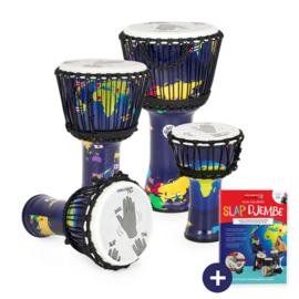 Percussion Plus World Slap Djembe mixed 4 pack - rope tuned - Manufactured in the world’s premier Djembe factory in Bali